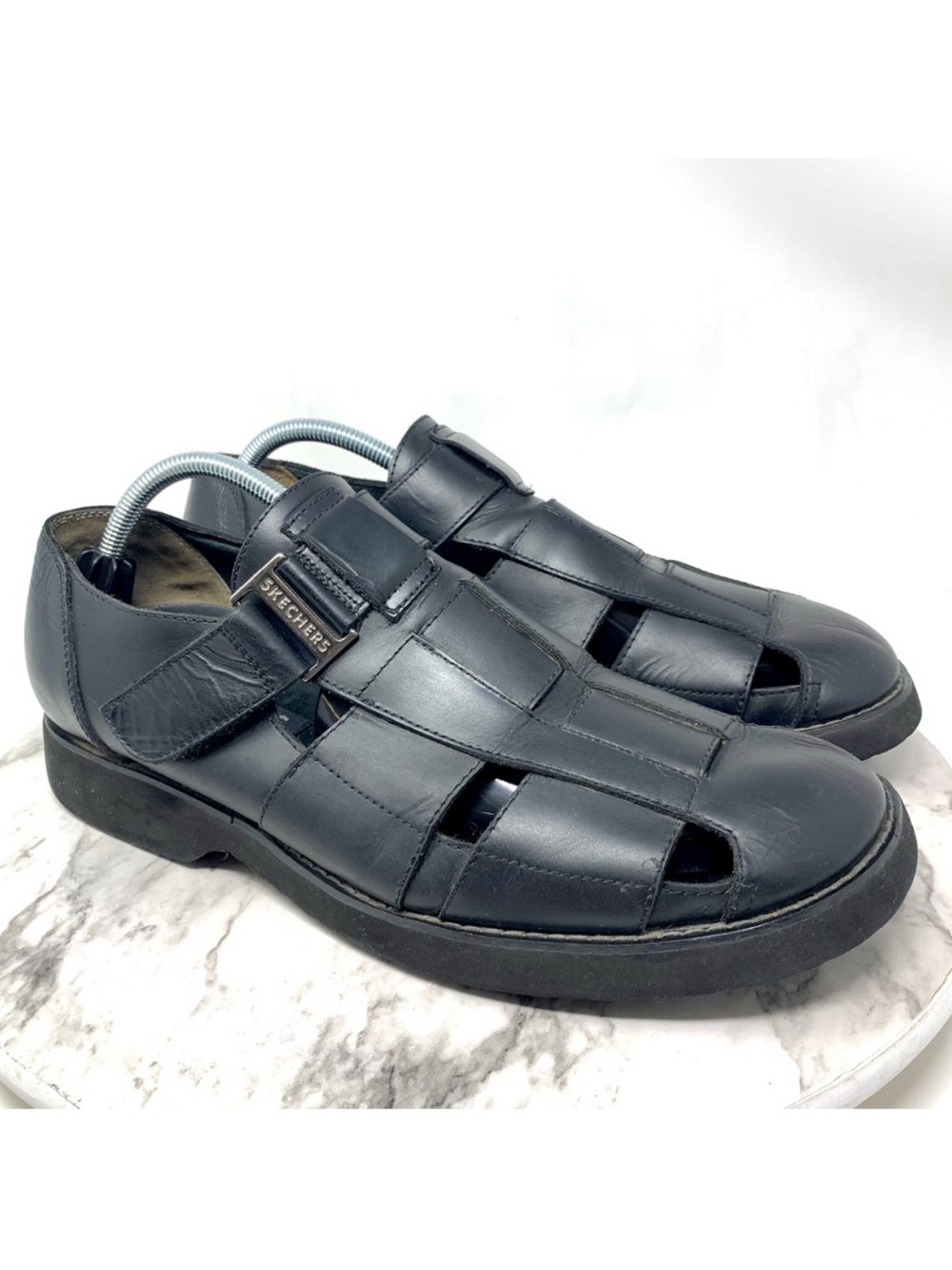 VTG Skechers Leather Fisherman Sandals 11 Mens Grunge Casual Comfy Classic Edgy